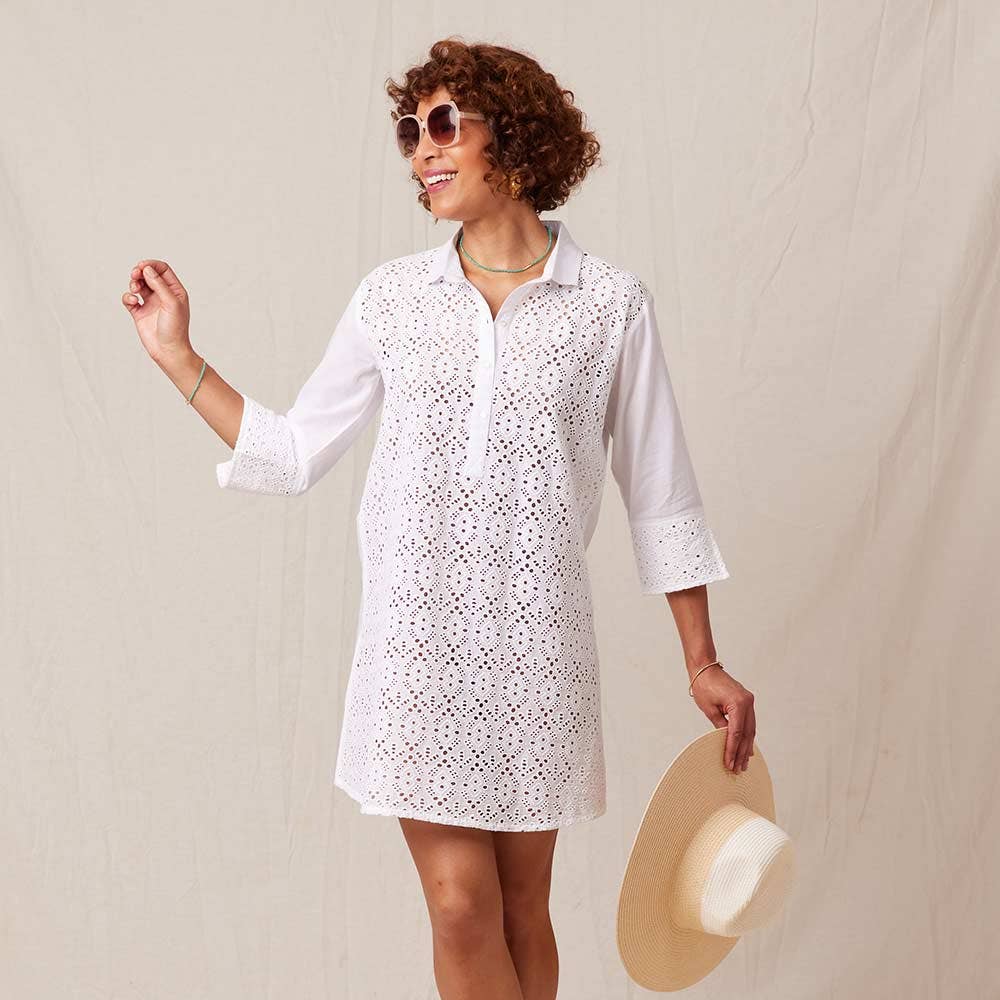 FP OUTLET White Eyelet Beach Shirt, White / XL FP OUTLET White Eyelet Beach Shirt, White / XL