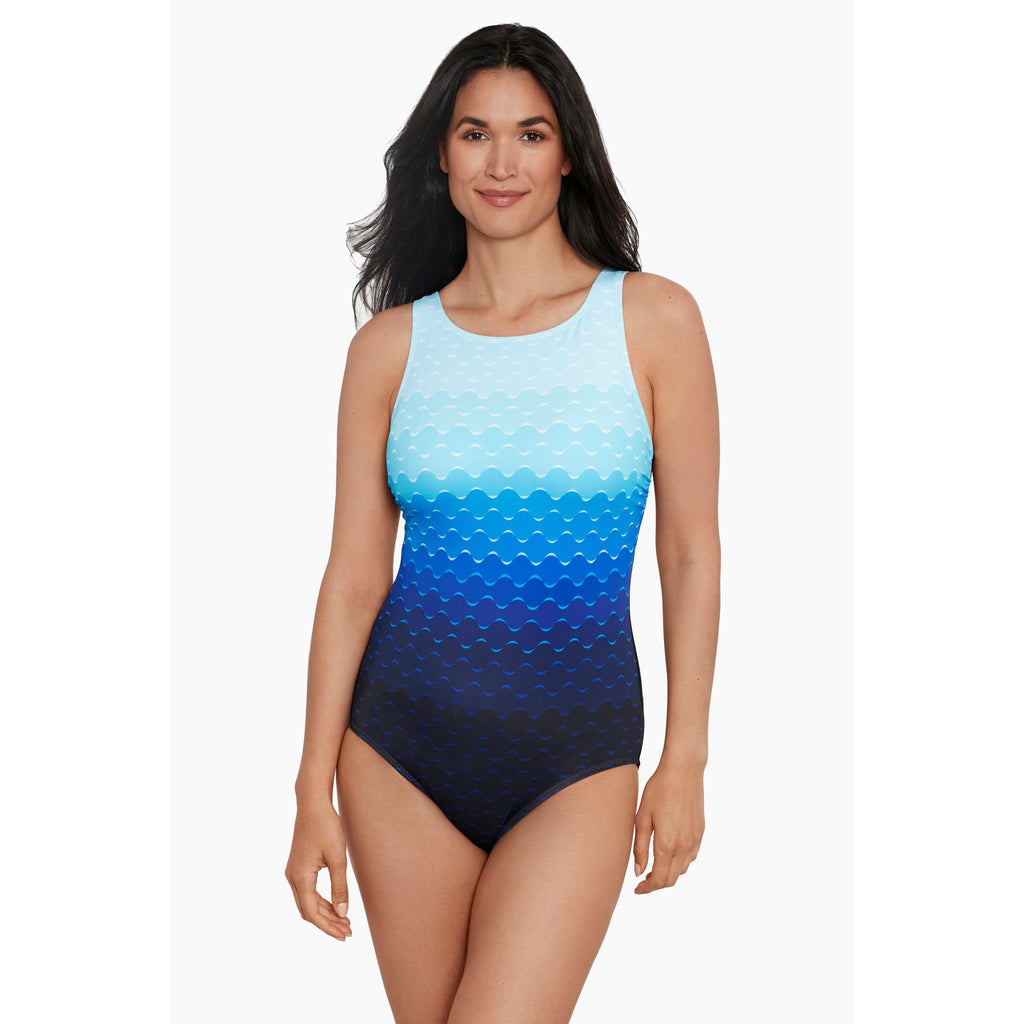 In Dotted Line High Neck Swimsuit