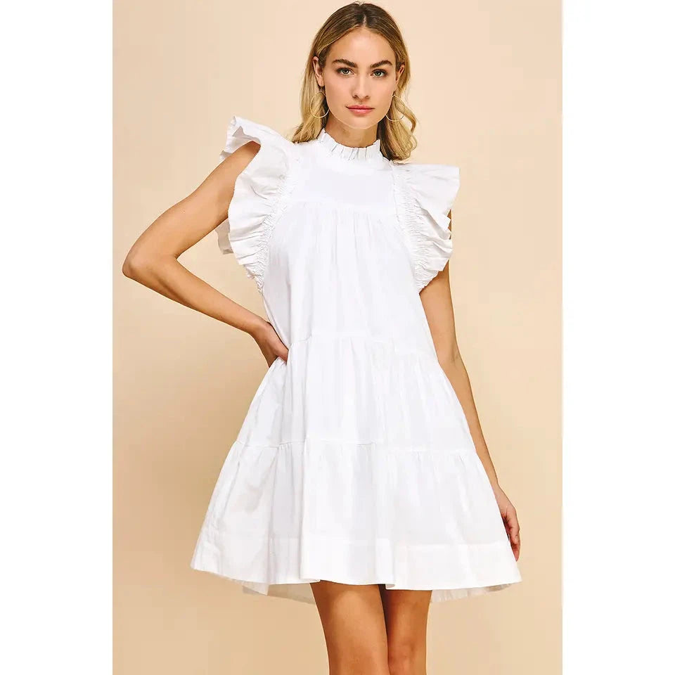 tiered mini dress Strapless Tiered Mini Dress