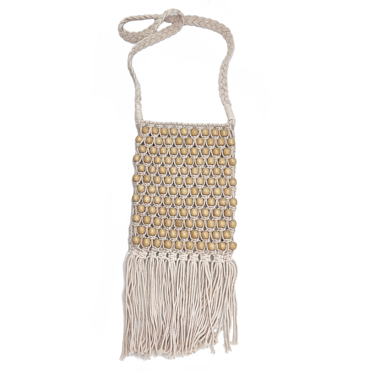 Coco Macrame Sling Bag with Wood Beads
