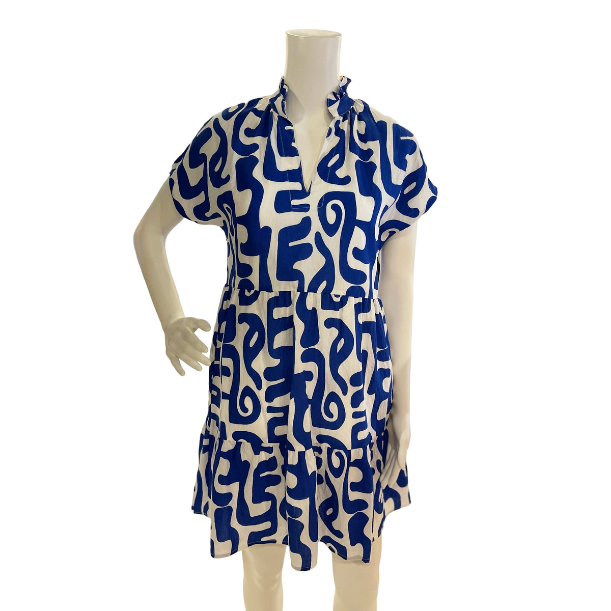 Short Sleeve Print Tiered Dress