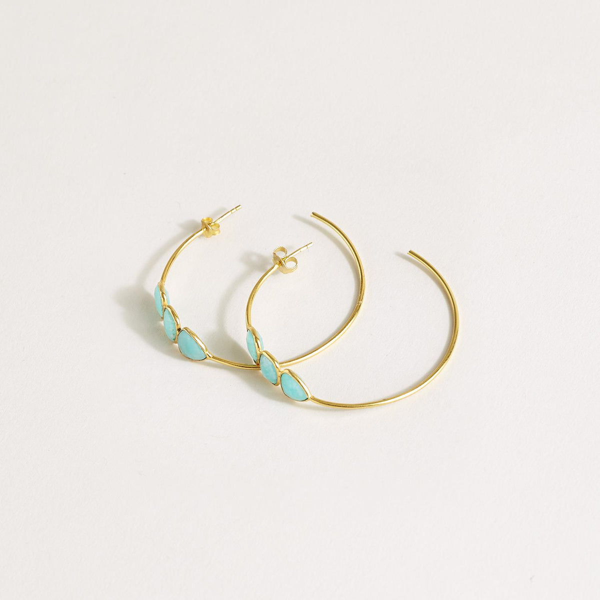 18K Gold Plated with Amazonite Hoop Earrings