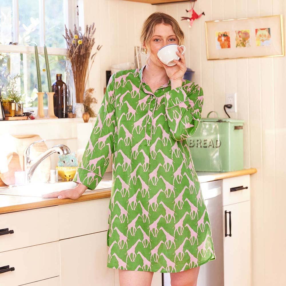 Giraffe Green and Pink Night Shirt
