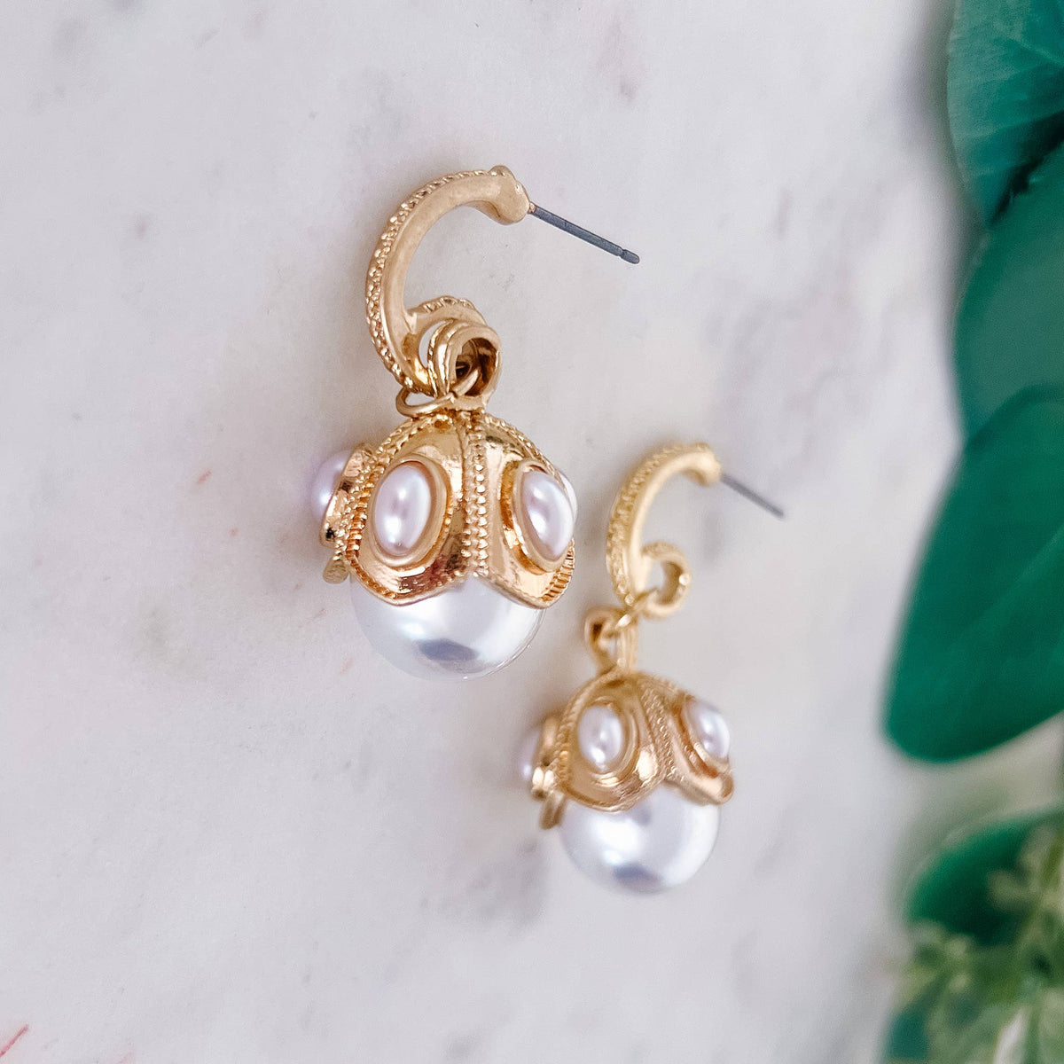 Vintage Pearl Charm Earrings