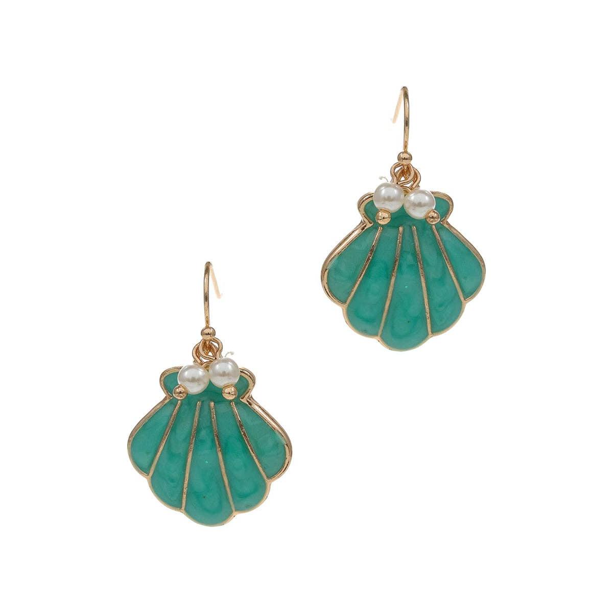 Shell Enamel Hook Earrings