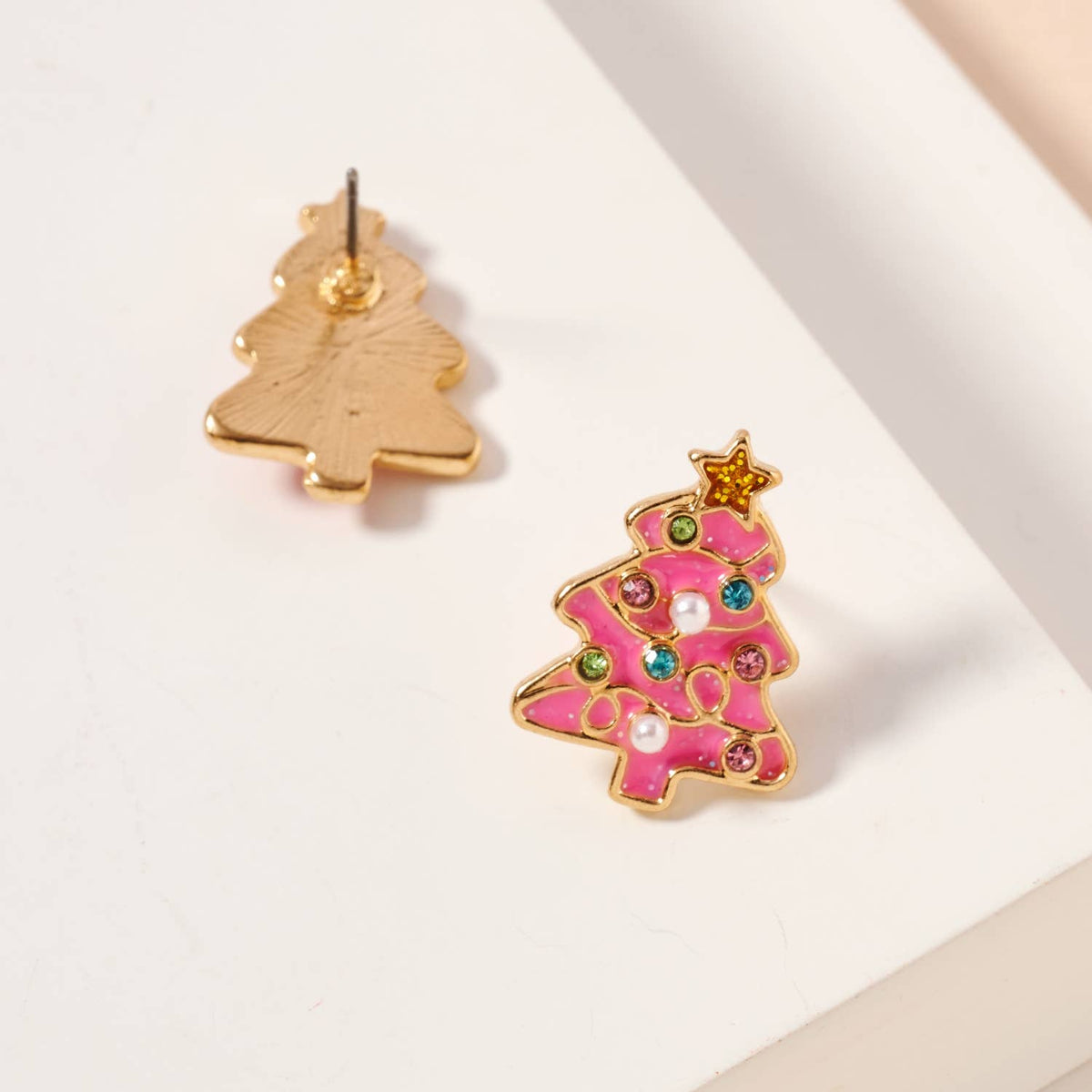 Christmas Tree Enamel Stud Earrings