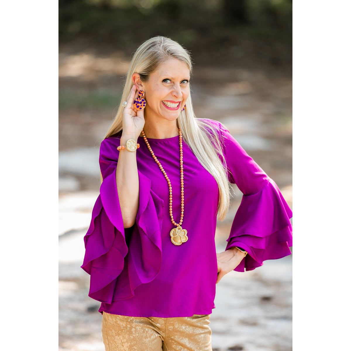 Orange Sea Jasper with Tiger Paw Bracelet