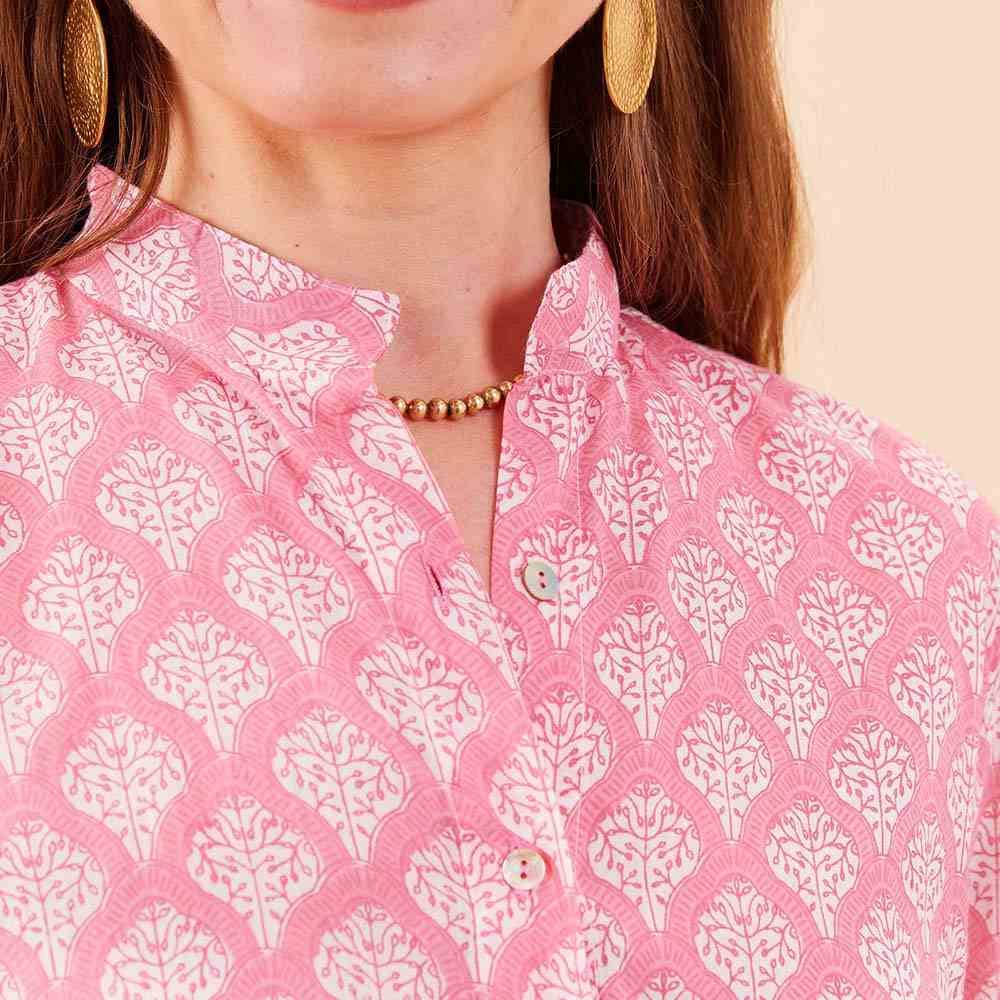 Fifer Pink Button Down Beach Tunic