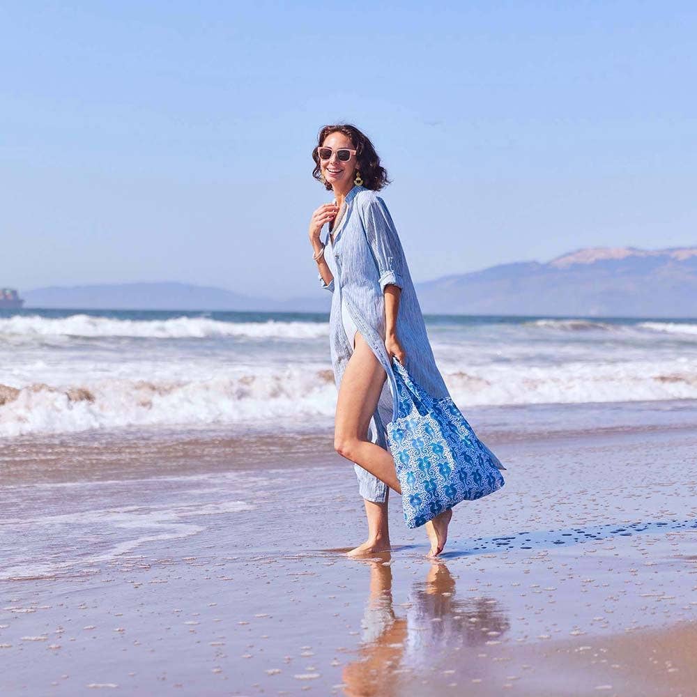 Seahorses blu Bag Reusable Shopper Tote