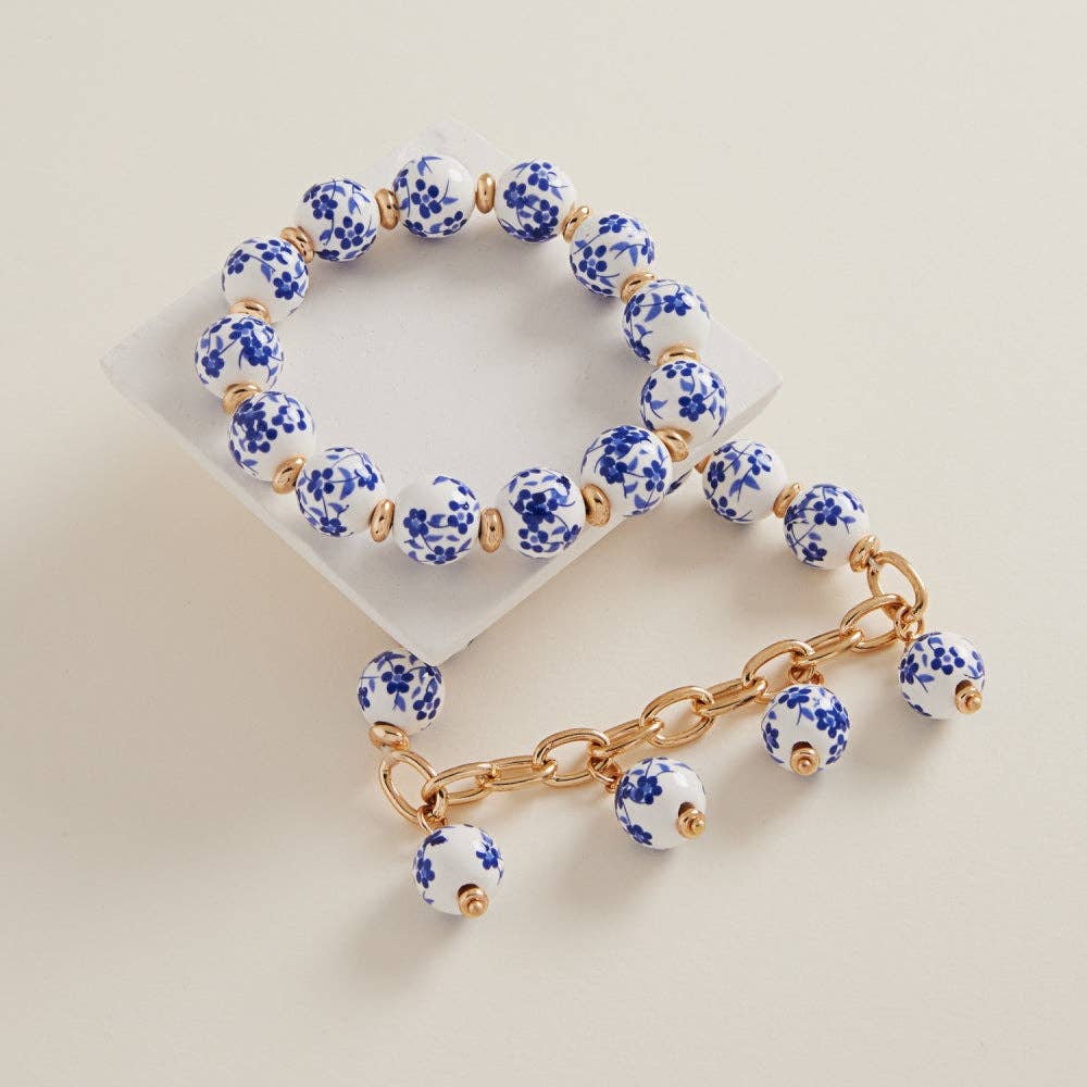 Ceramic Beads 2 Set Stretch Bracelet