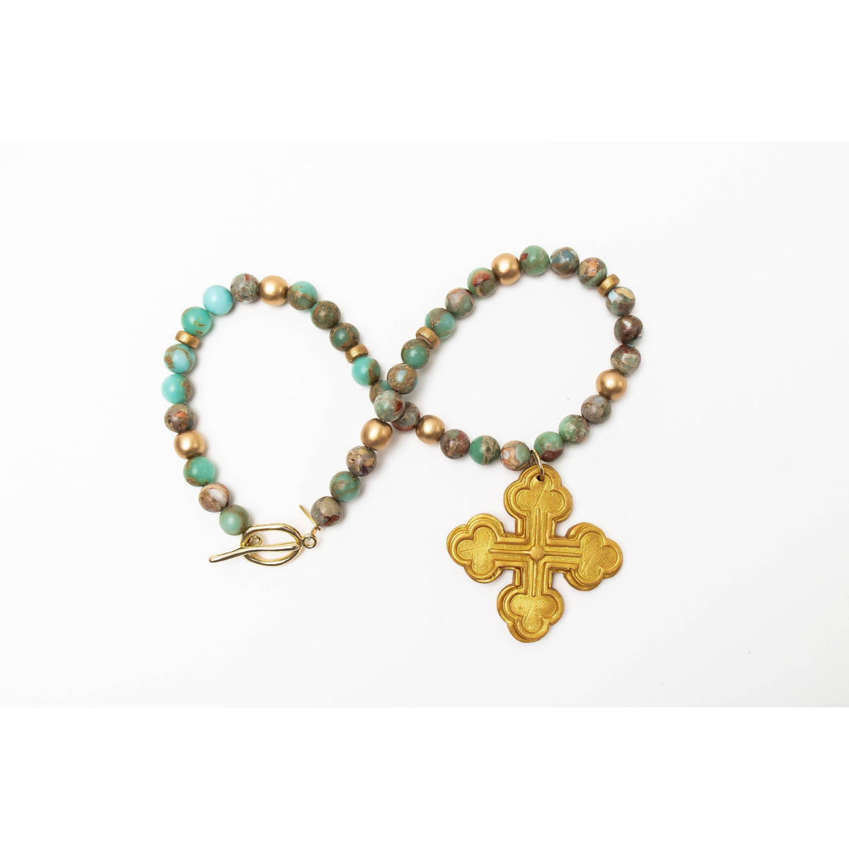 Aqua Terra Jasper with Megan Cross Necklace