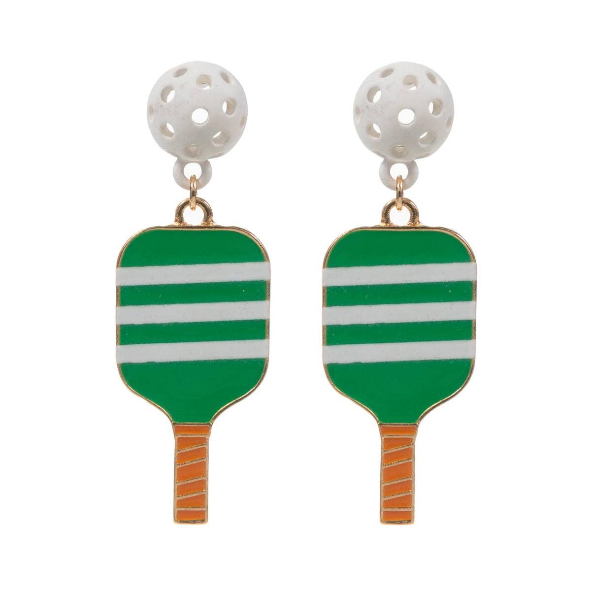 Sports Pickleball Enamel with Pattern Post Earrings