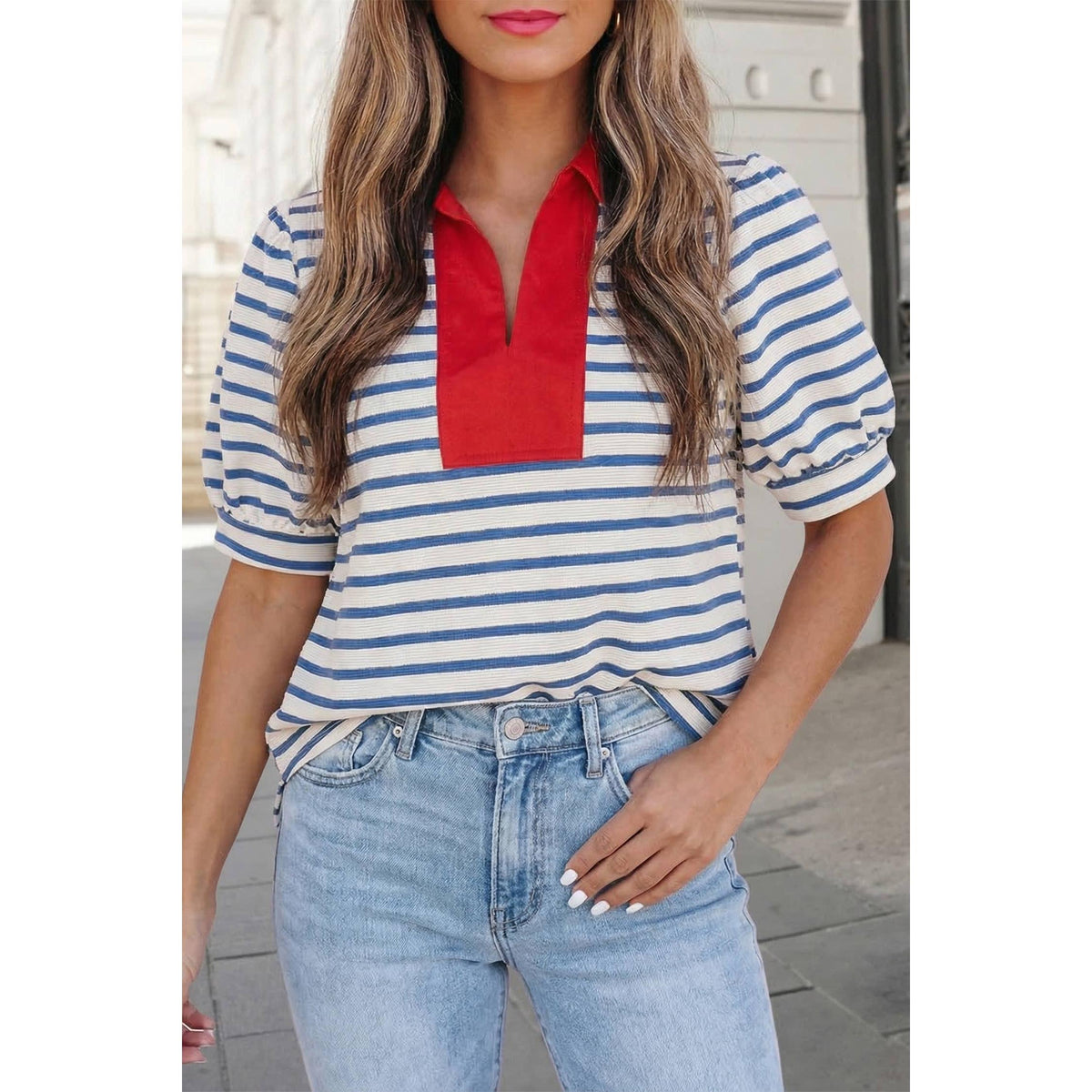 Harbor Stripe Puff Sleeve Top