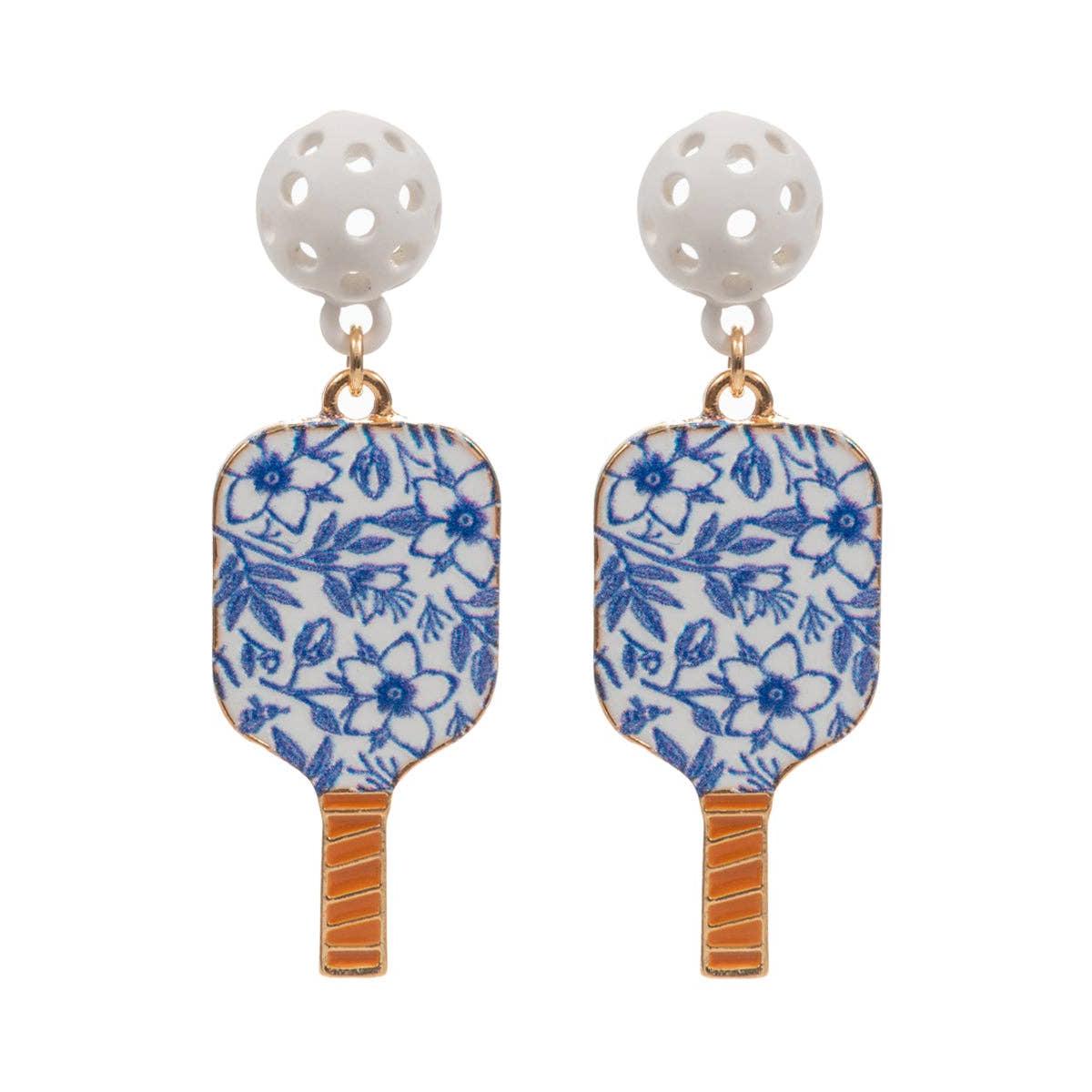 Sports Pickleball Enamel Titanium Post Earrings