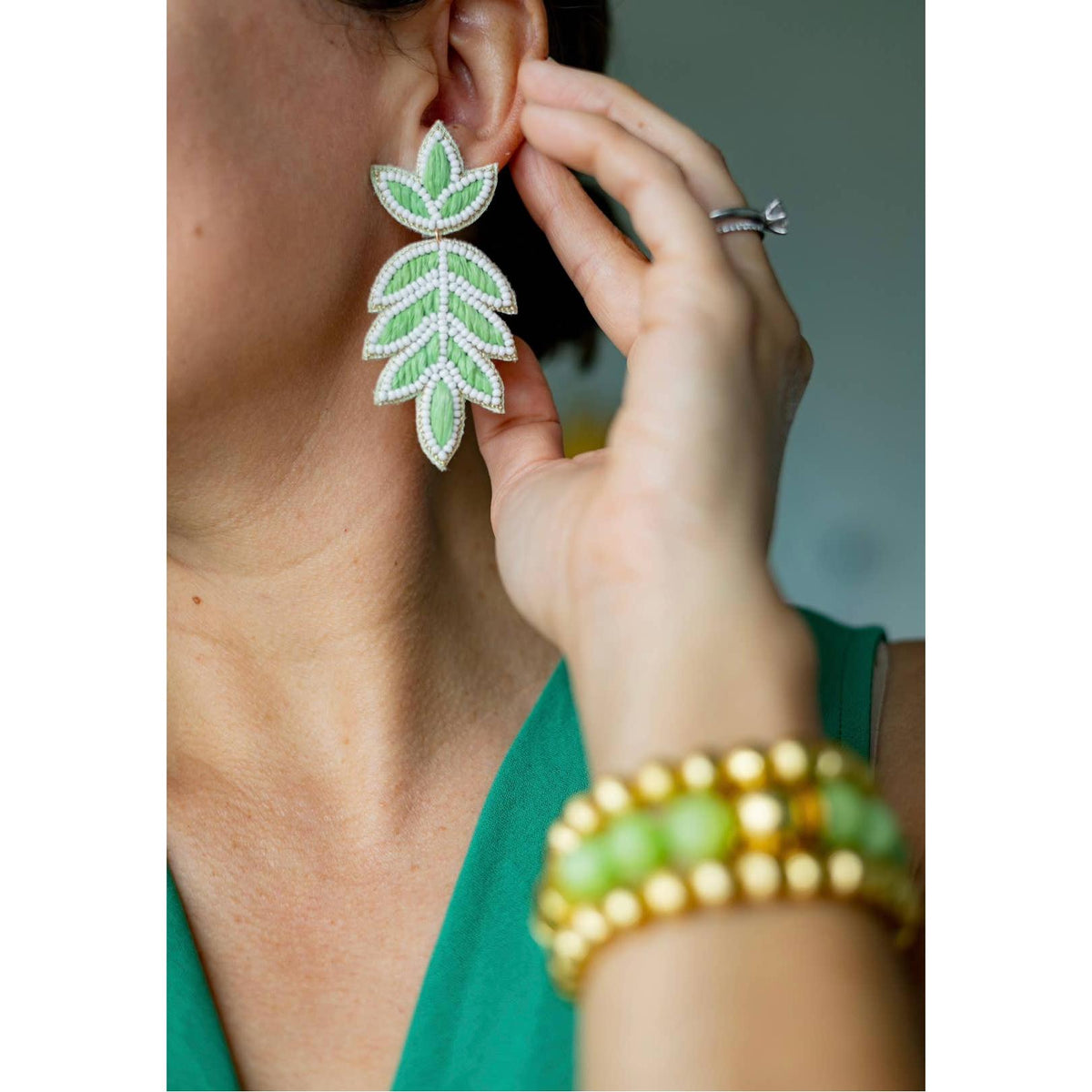 Lilly Green Raffia Earrings Green