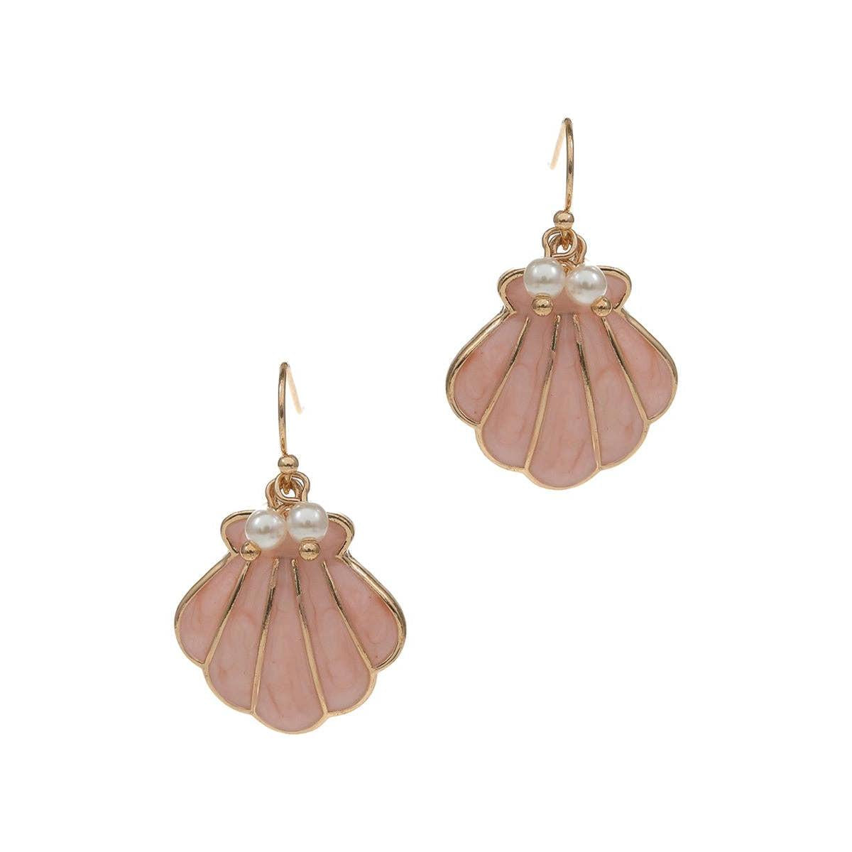 Shell Enamel Hook Earrings
