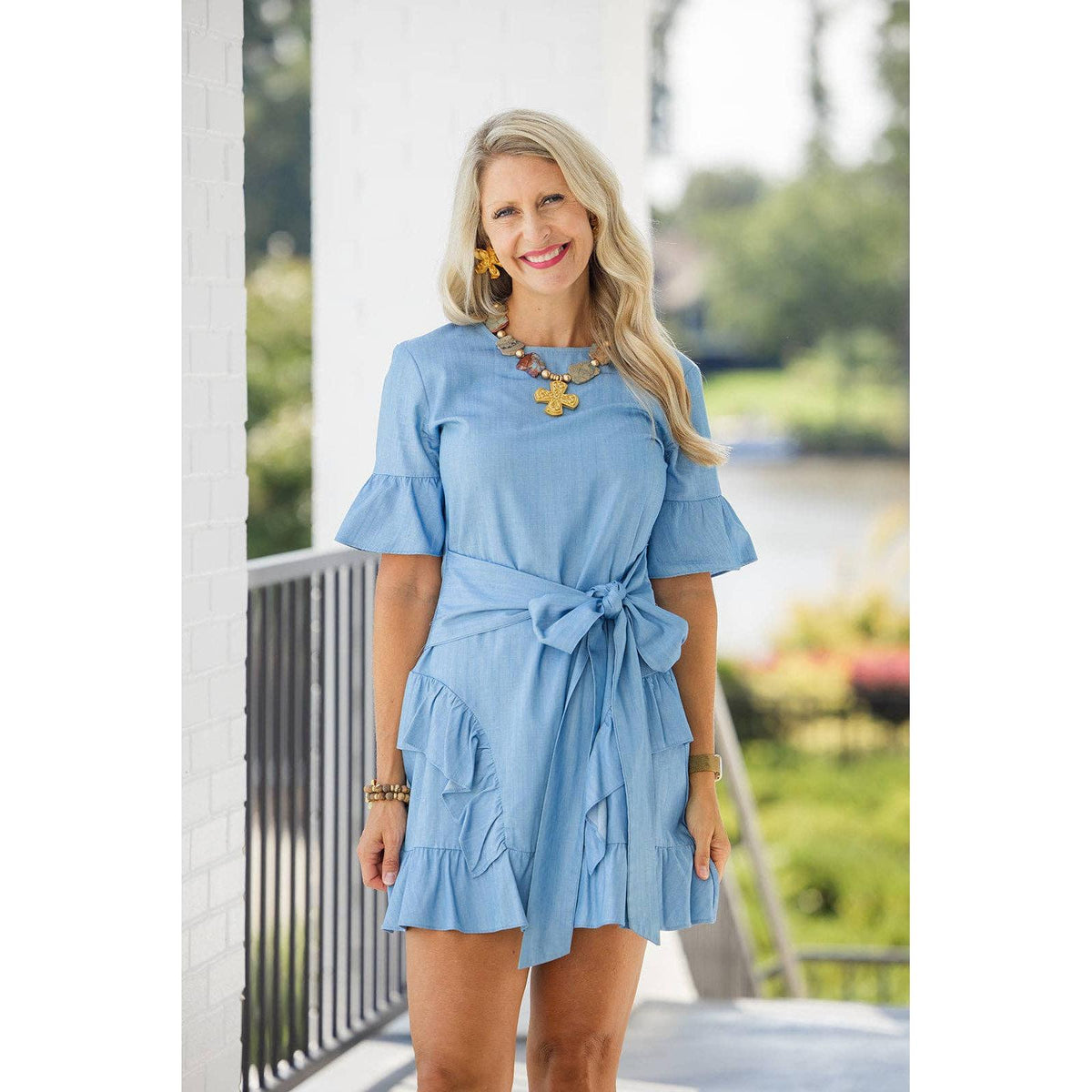 18" Aqua Terra Jasper with Kristin Cross Necklace