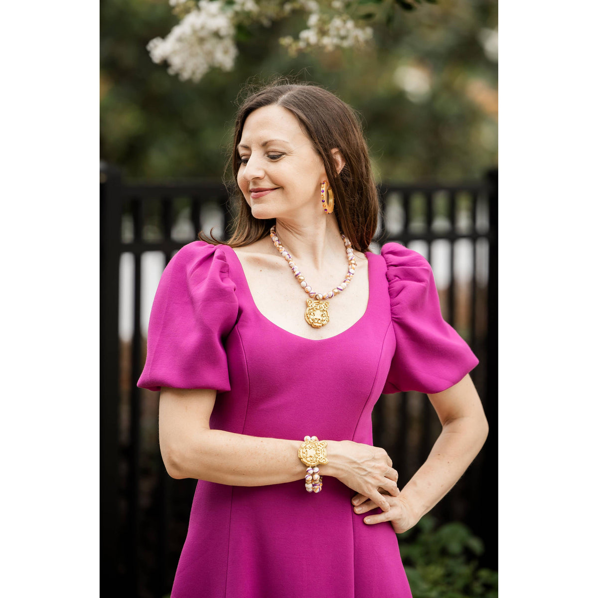 Orange and Purple Double Rainflower Jasper with Tiger Bracelet