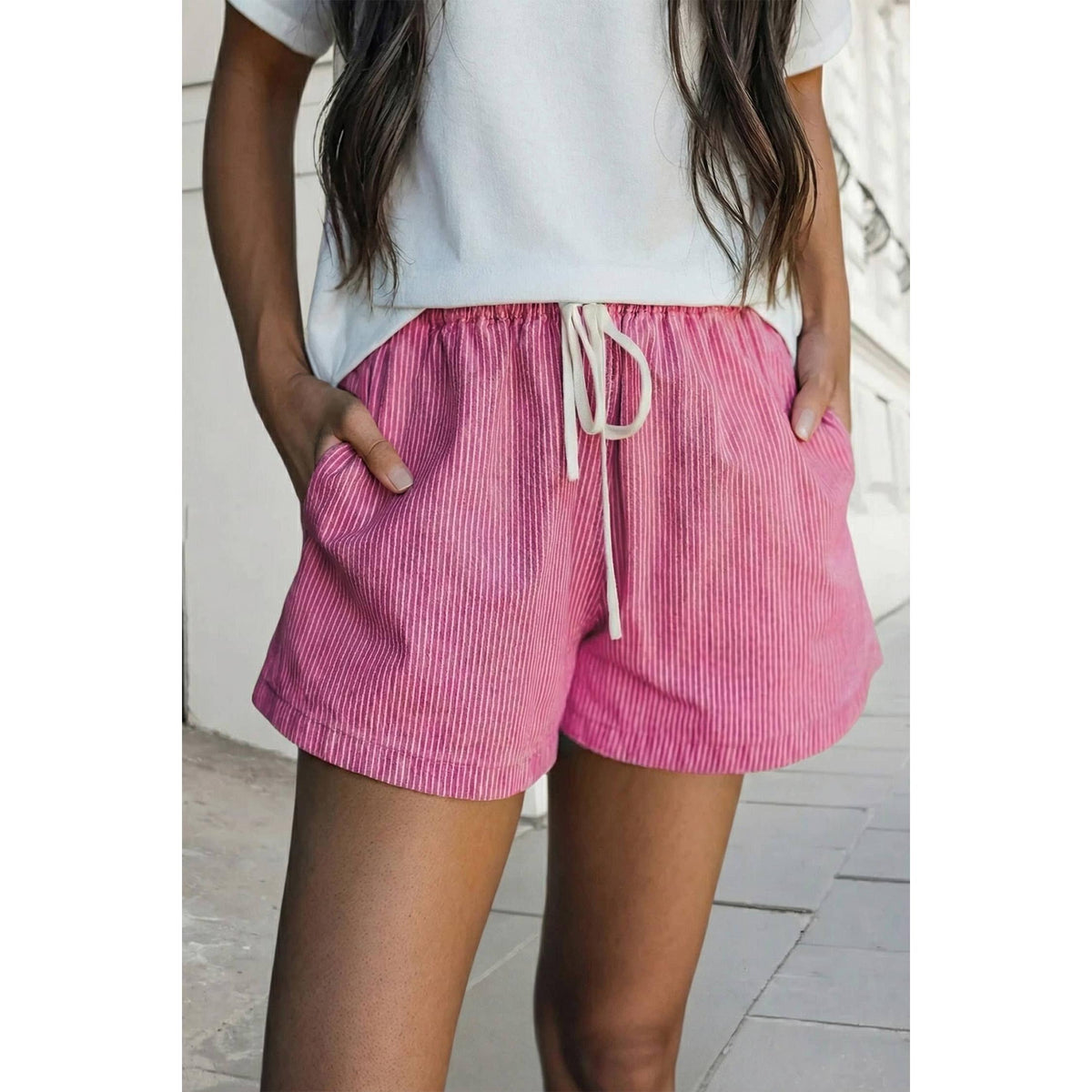 Gigi Striped Denim Shorts