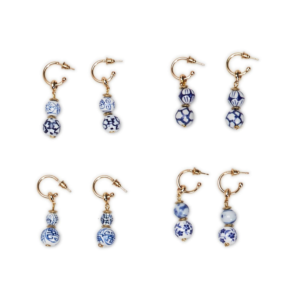 Chinoiserie Chic Double Ceramic Bead Drop Earrings