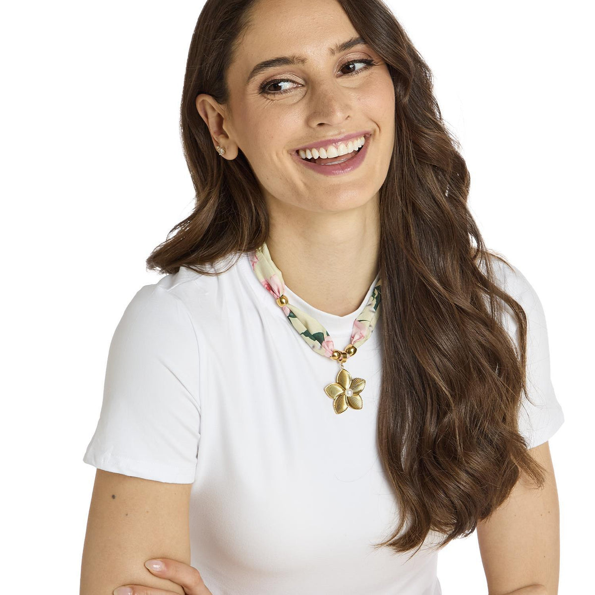 Adjustable Scarf Necklace with Waterproof Charms