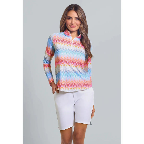 Print Susan Long Sleeve Zip Neck Top – Splash on Main