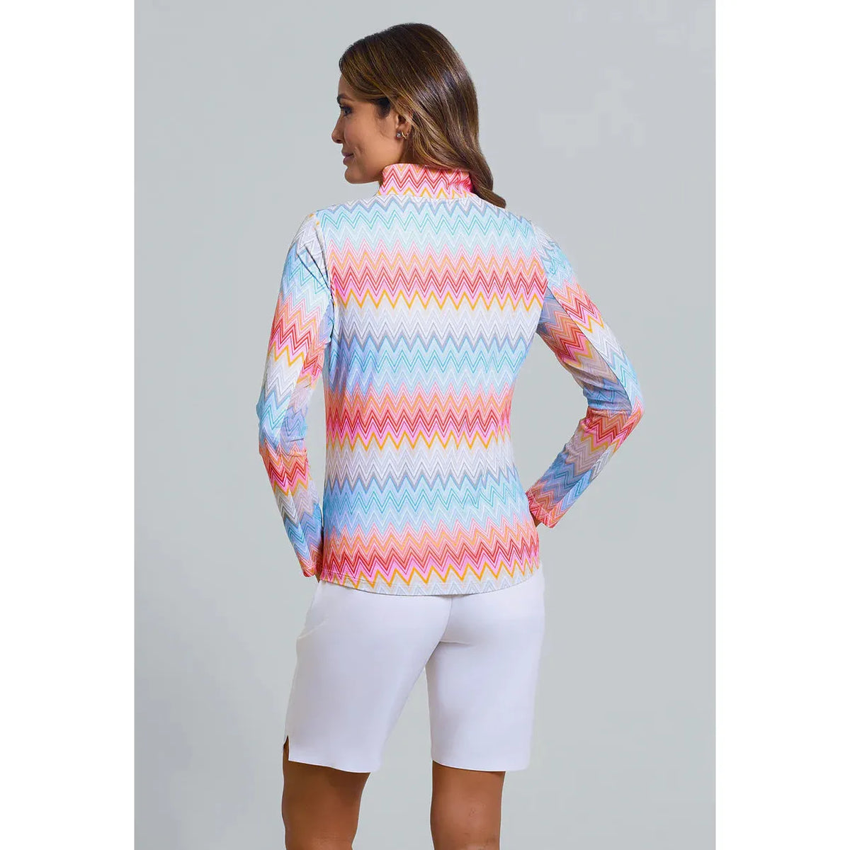 Susan Long Sleeve Zip Neck Top