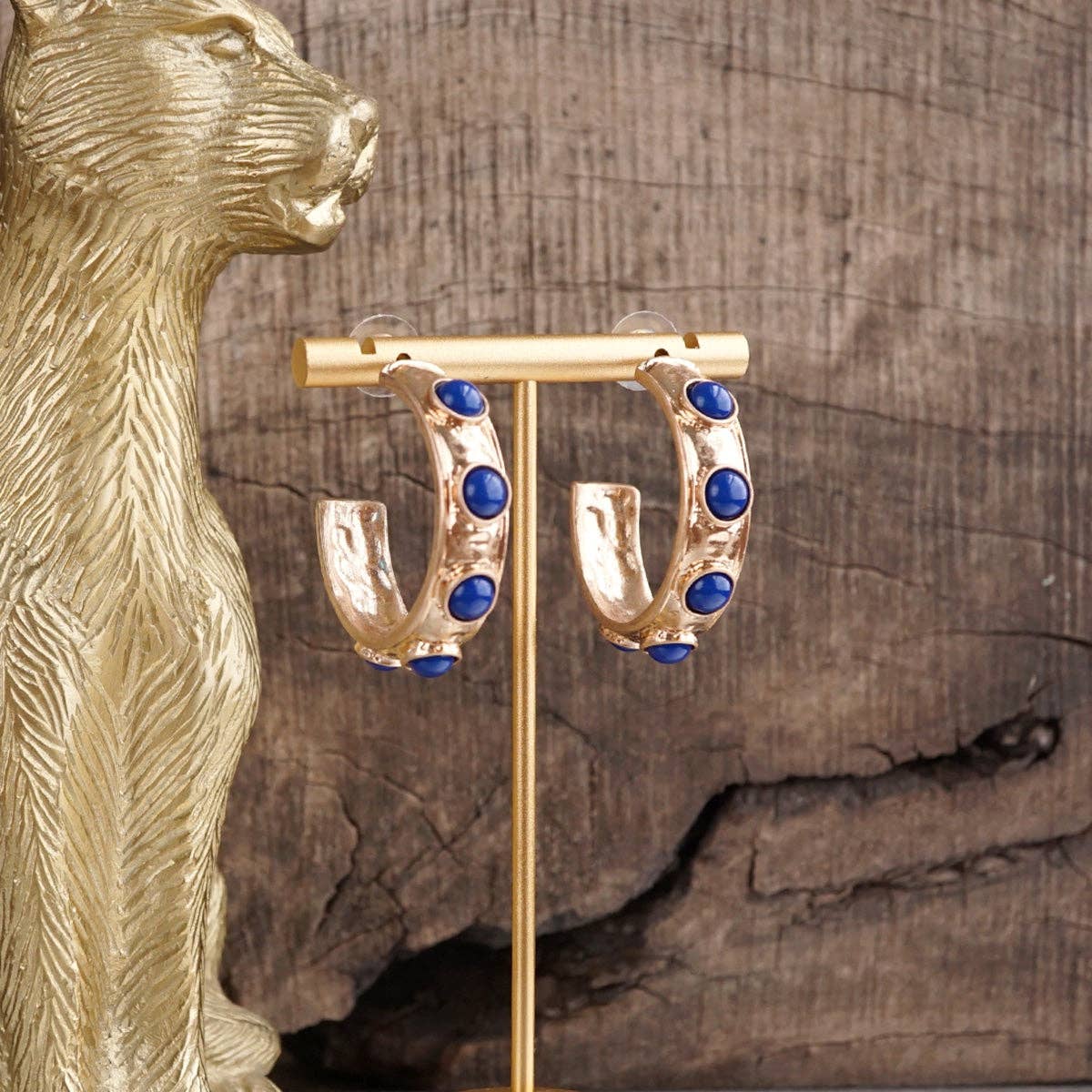 Jeweled Cabochon Hoop Earrings