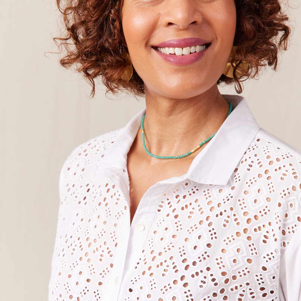 White Eyelet Beach Shirt