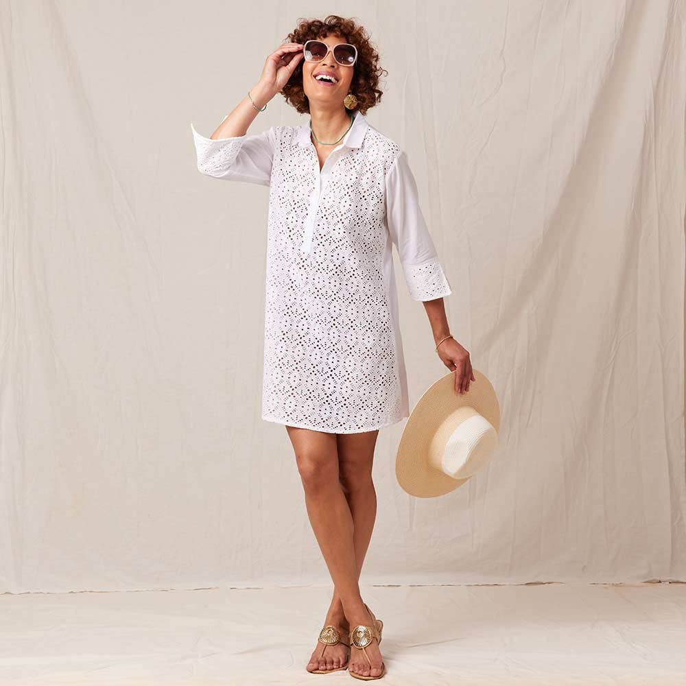 White Eyelet Beach Shirt