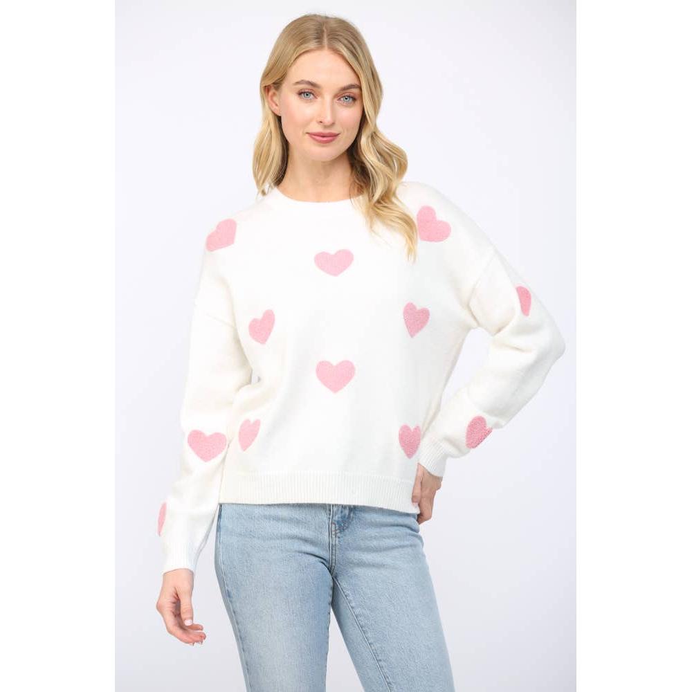 Heart Applique Crew Sweater