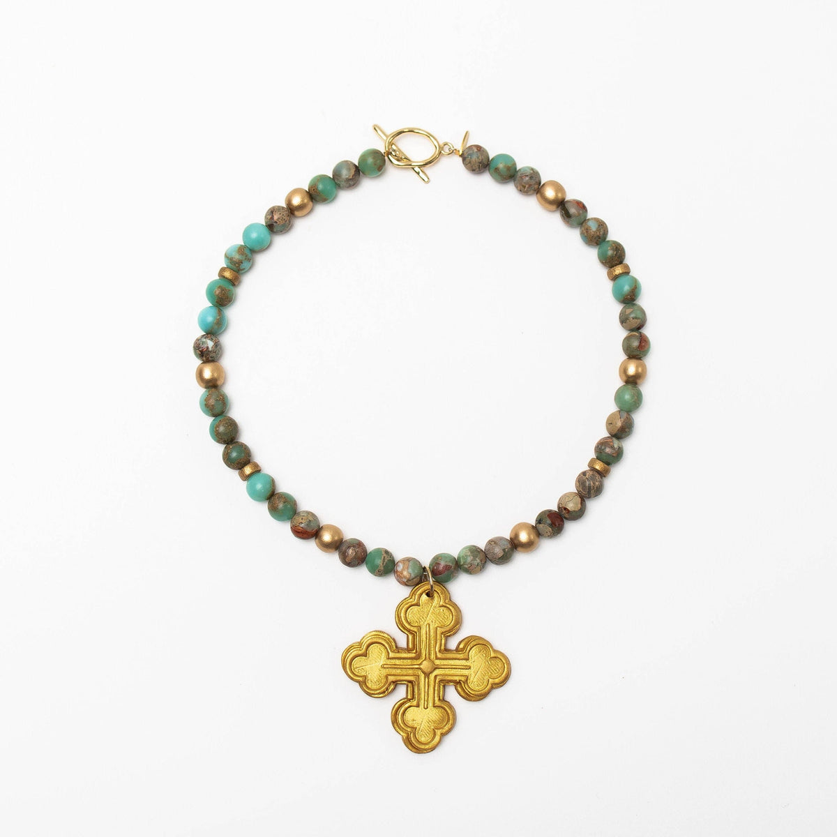 Aqua Terra Jasper with Megan Cross Necklace