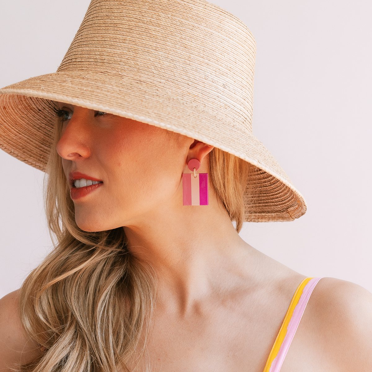 Hibiscus Block Earrings