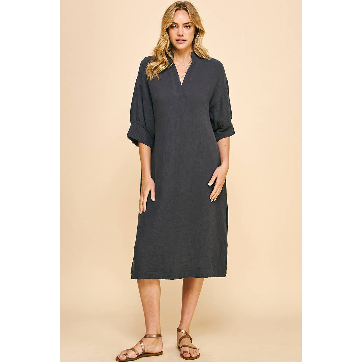 relaxed fit midi dress Stella Bow Front Relaxed Fit Midi Dress