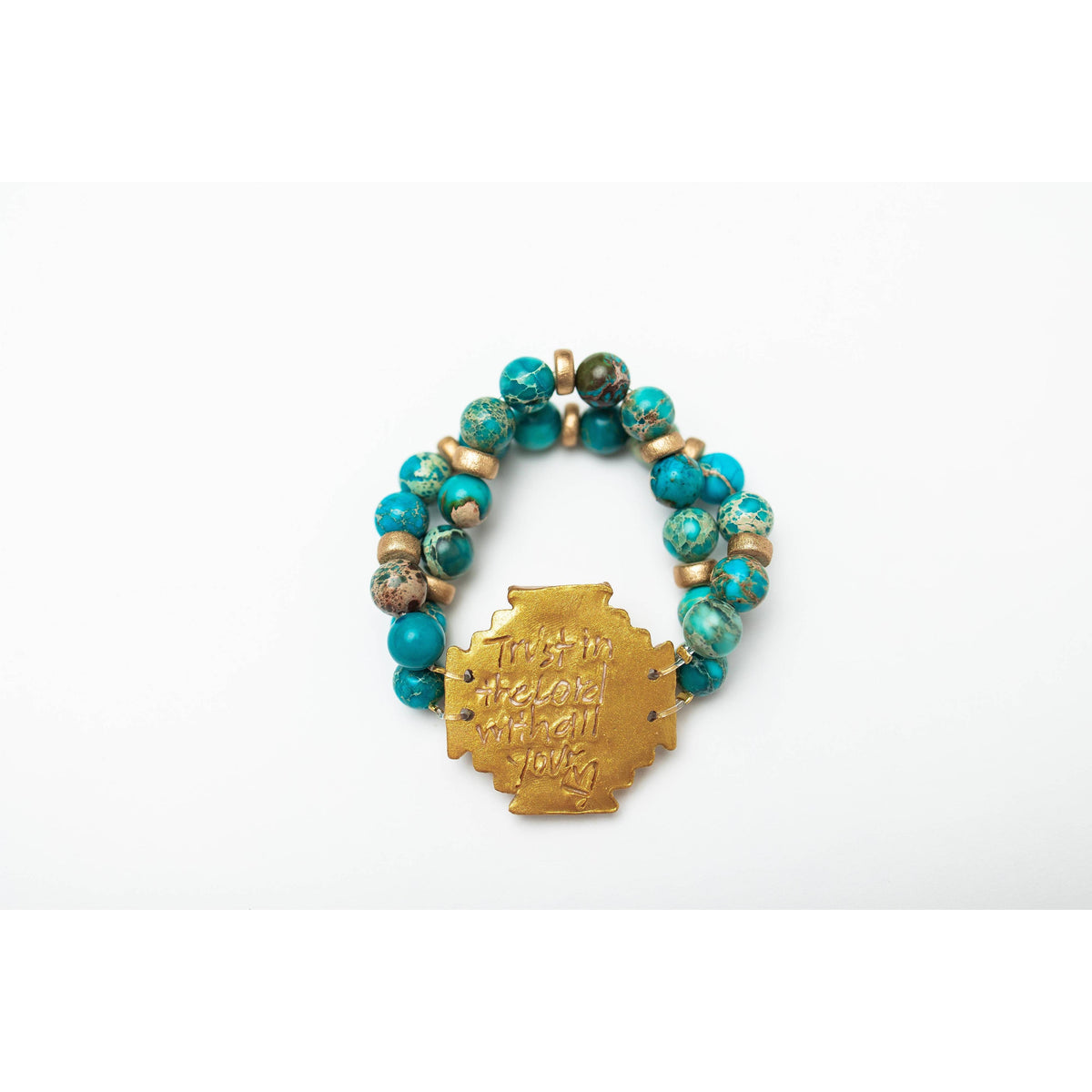 Turquoise Sea Jasper with Jerusalem Cross Bracelet