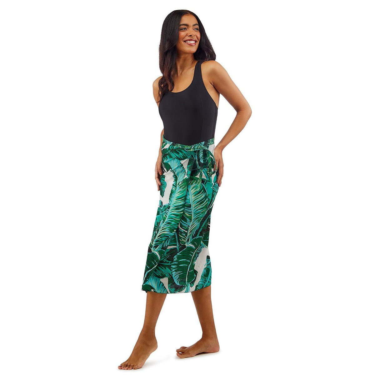 Palm Leaf Printed Sarong Skirt