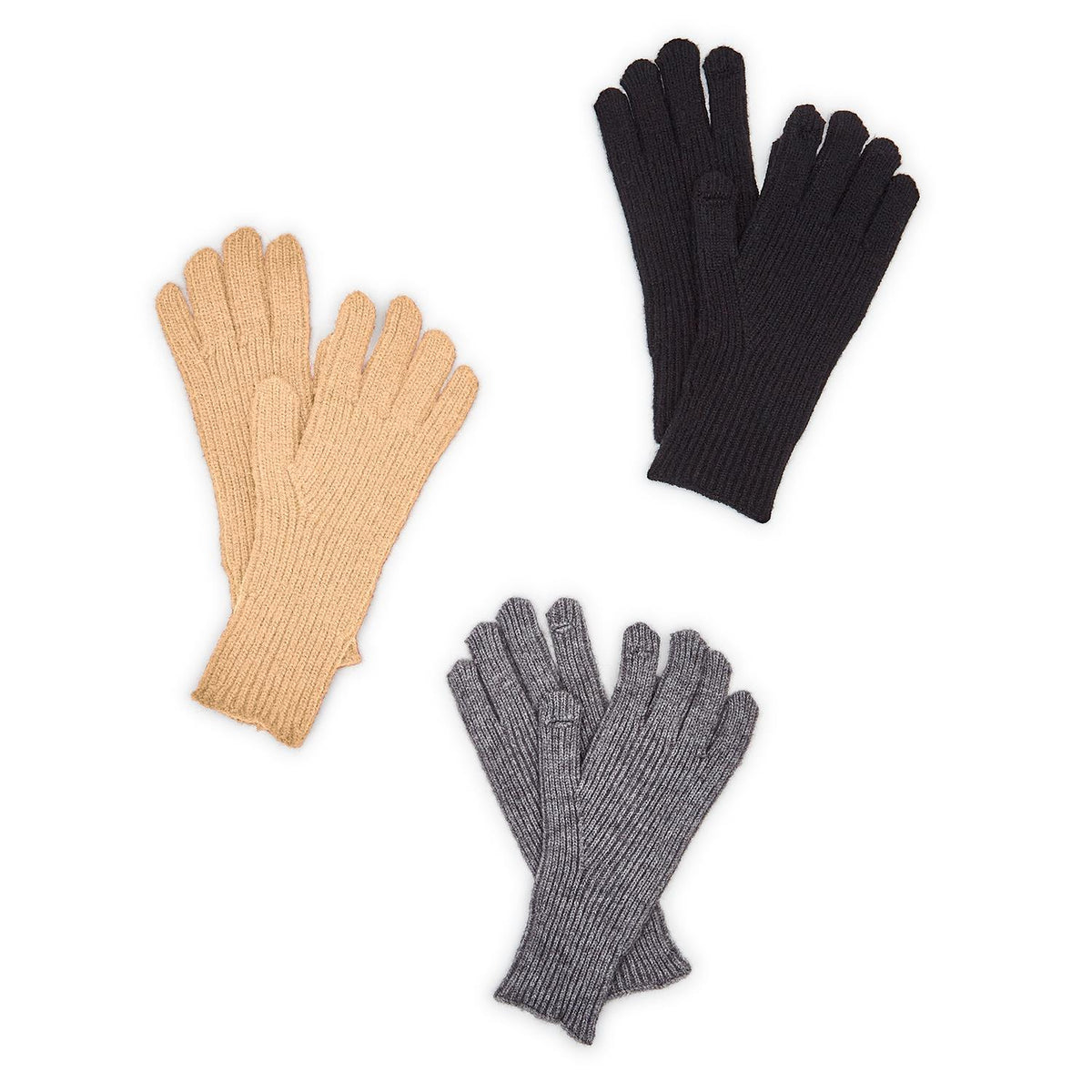 Knit Gloves with Touch Screen Fingertip Access