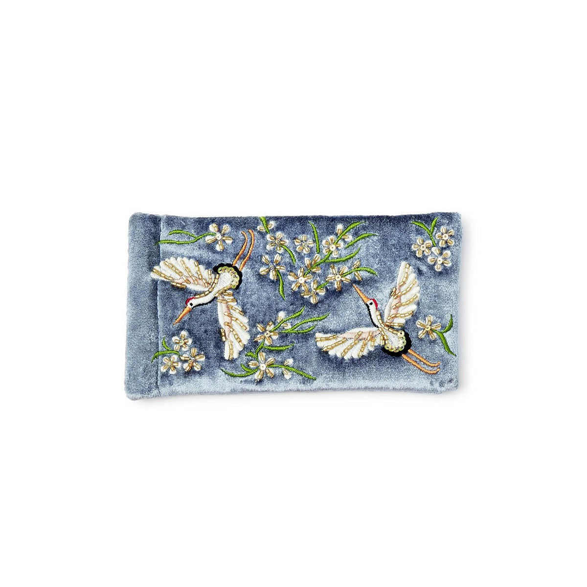 Embroidered Heron Glasses Case