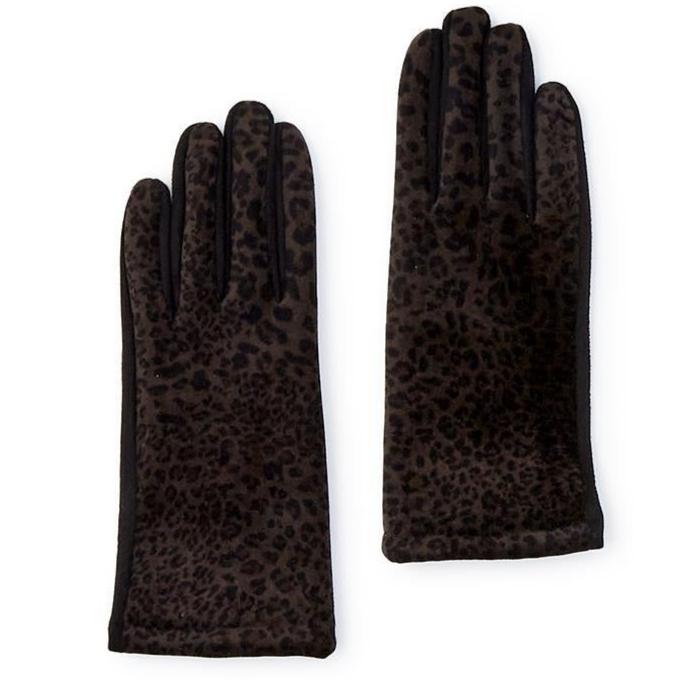 Leopard Print Micro Suede Glove and Touchscreen Fingertip