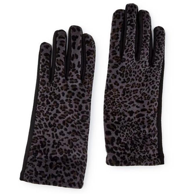 Leopard Print Micro Suede Glove and Touchscreen Fingertip