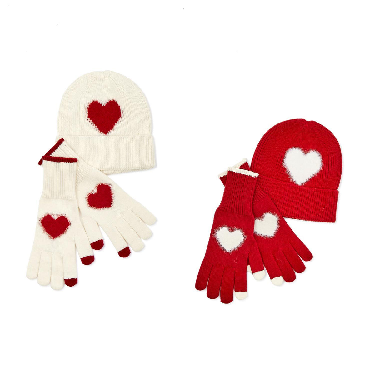 Hearts Gloves and Hat Set