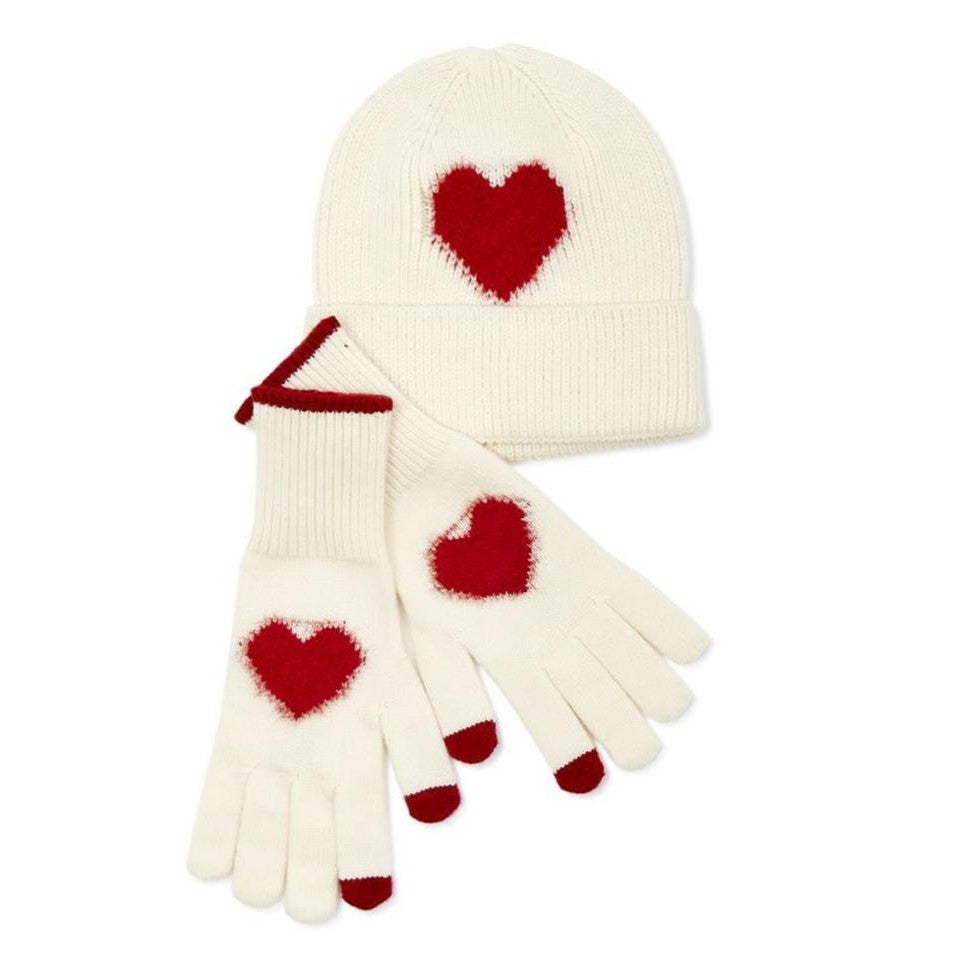 Hearts Gloves and Hat Set