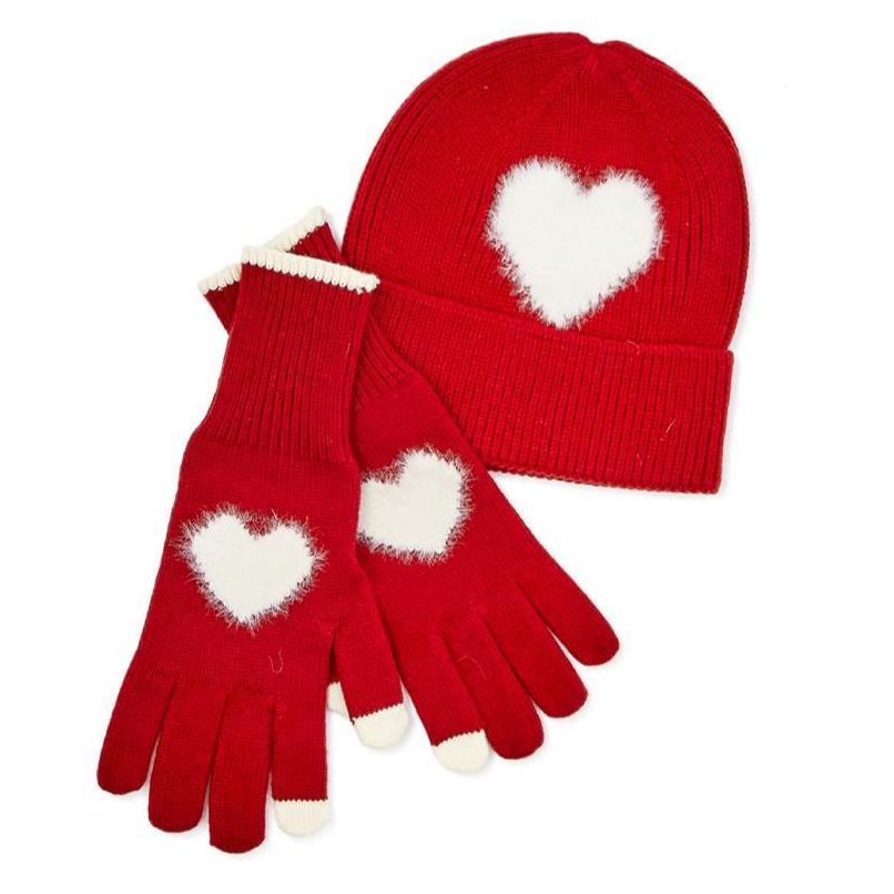 Hearts Gloves and Hat Set