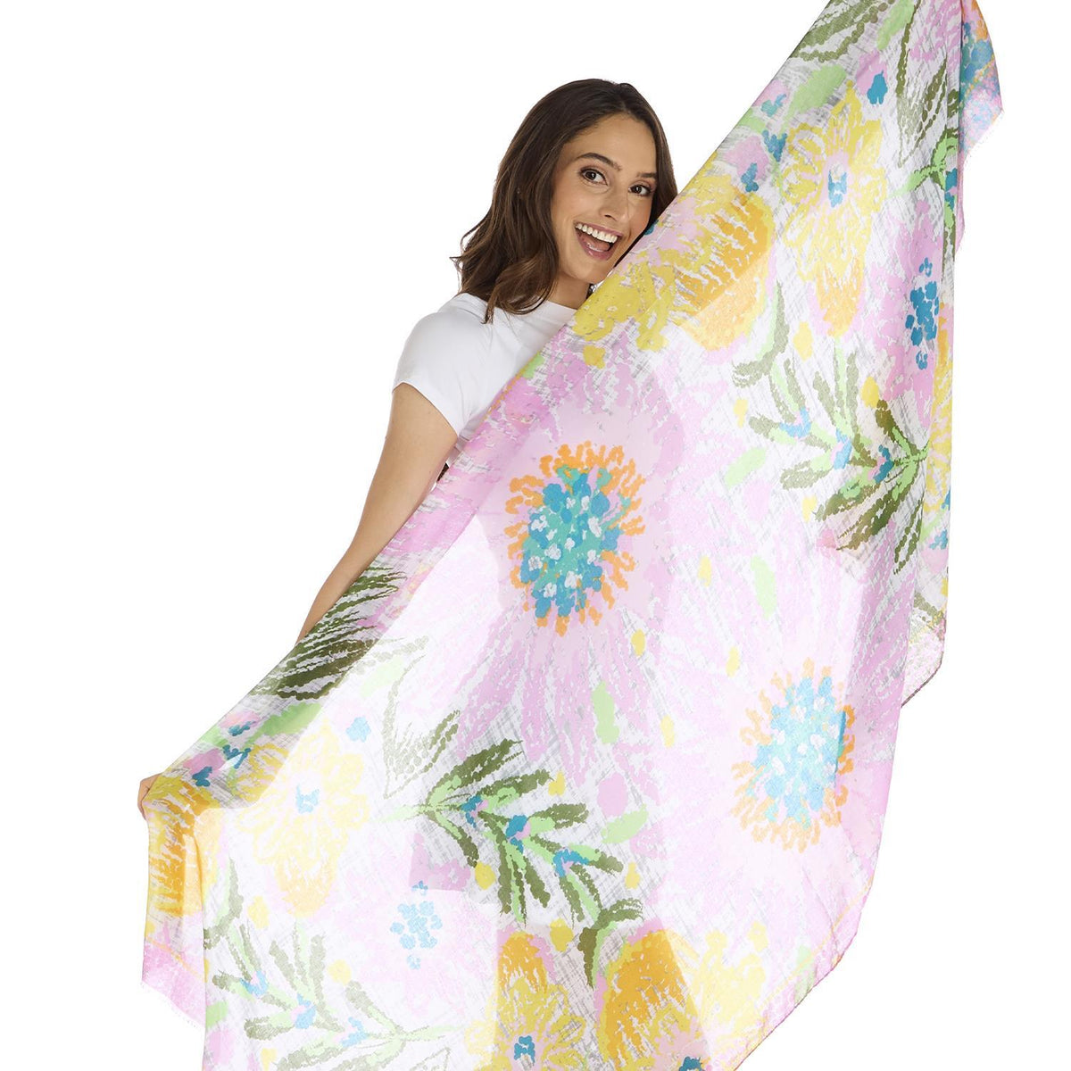 Full Bloom Abstract Flower Print Scarf