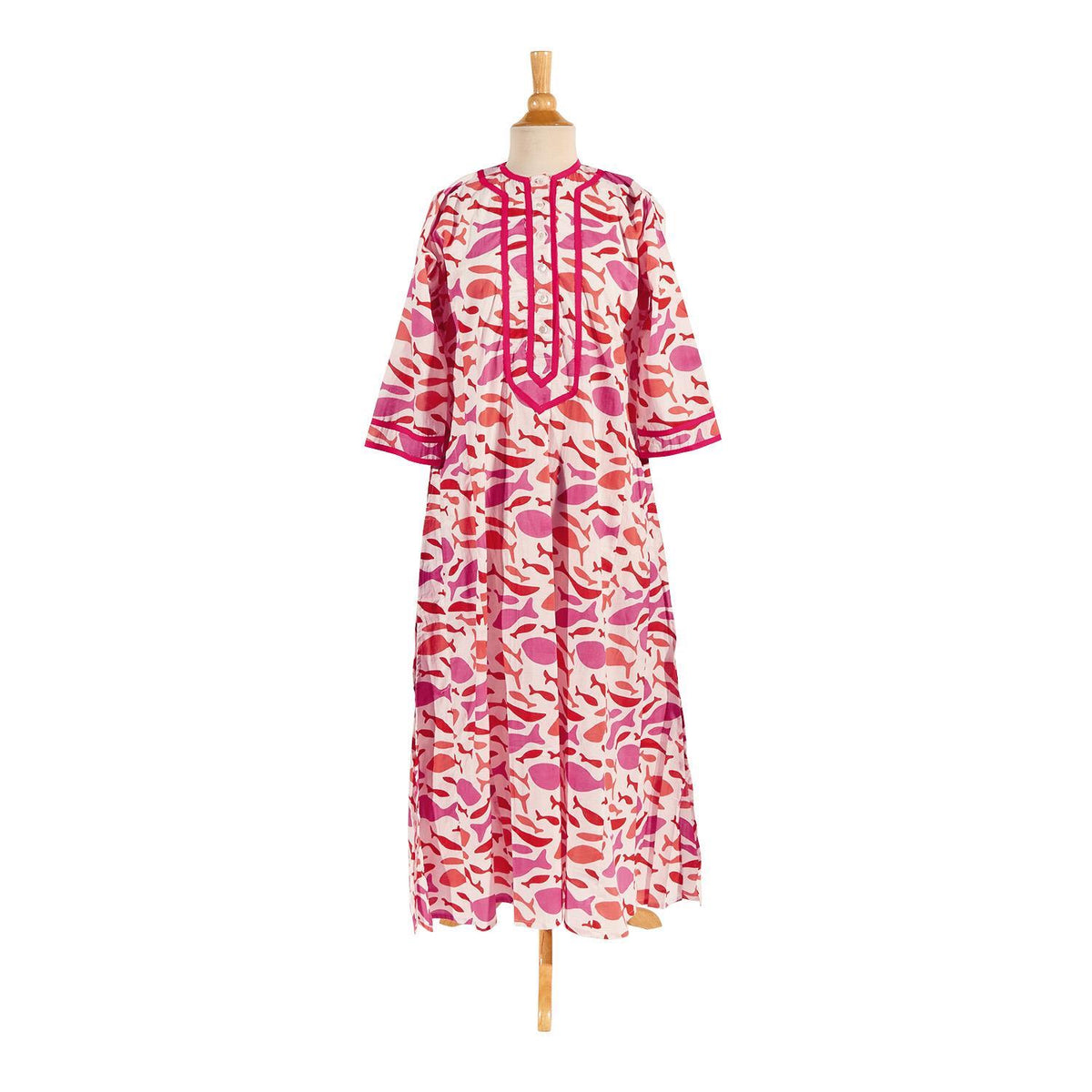School of Fish Print Caftan Dress
