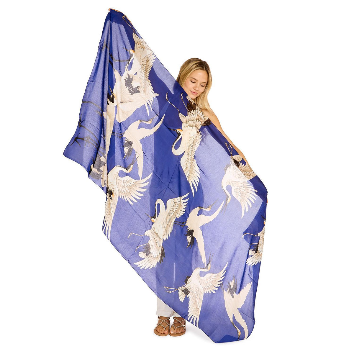 Cobalt Heron Cupro Scarf