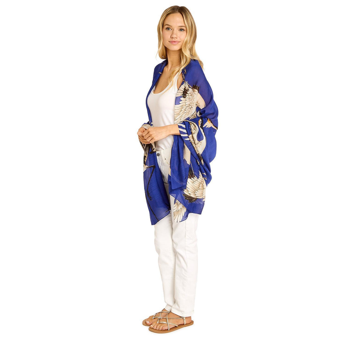 Cobalt Heron Cupro Scarf
