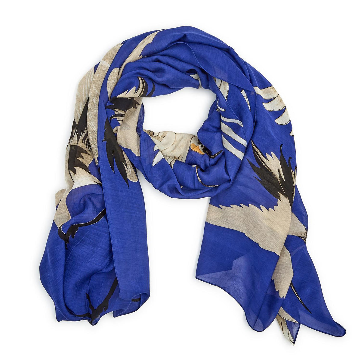 Cobalt Heron Cupro Scarf