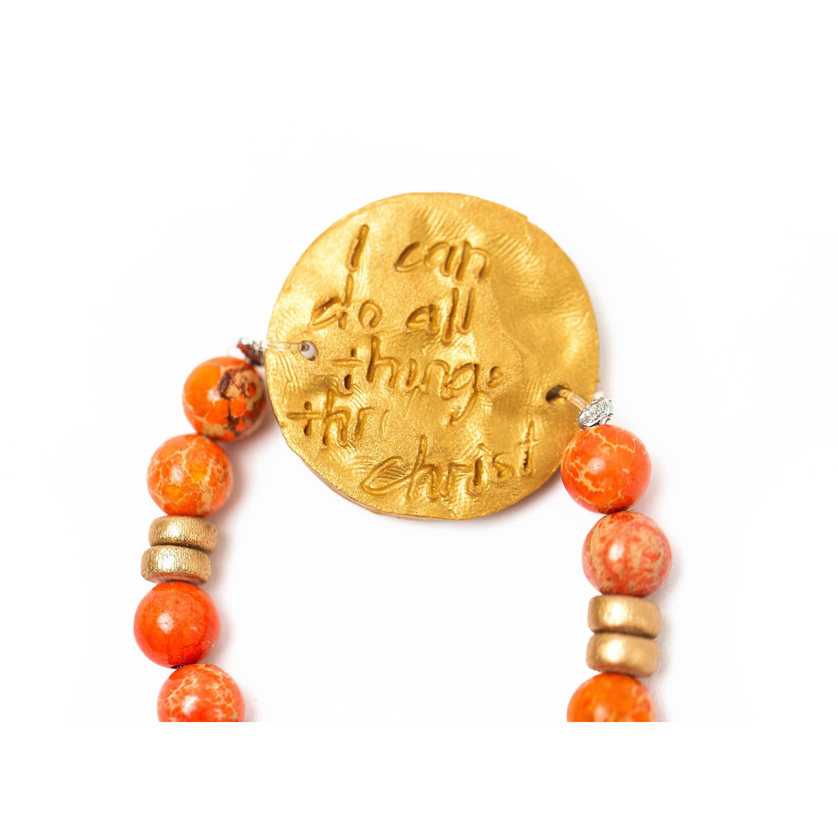 Orange Sea Jasper with Tiger Paw Bracelet