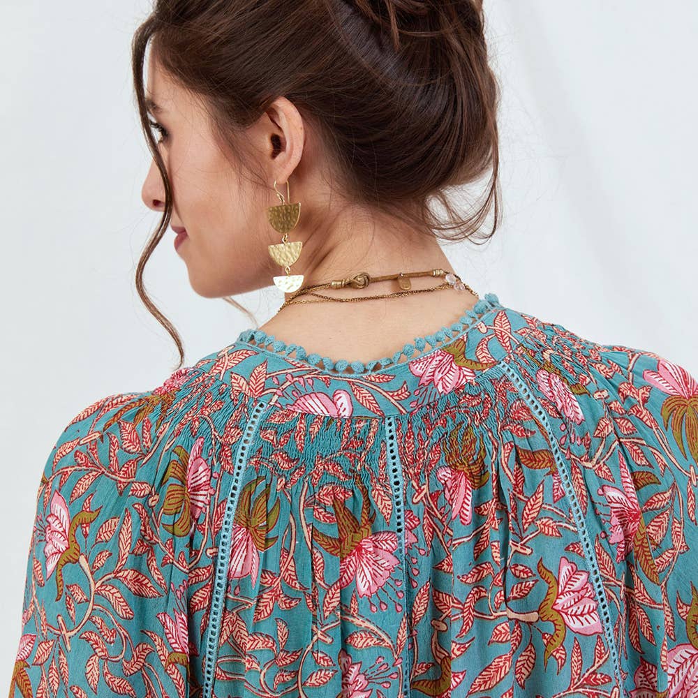 Aqua Pink Bohemian Floral Party Dress, Red / LG-XL Aqua Pink Bohemian Floral Party Dress, Red / LG-XL